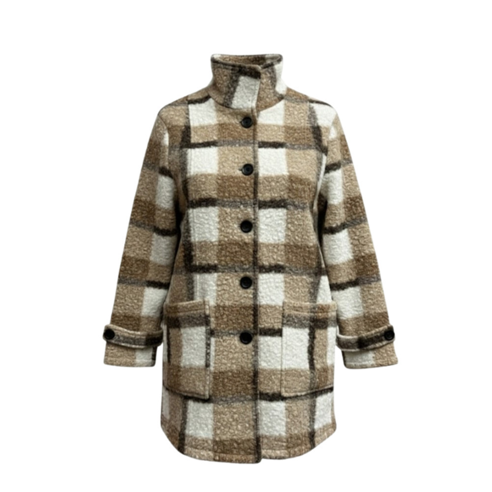 SHANA Tan Plaid Coat Size S NWT Retail $178 Tuckernuck
